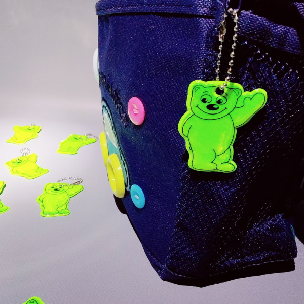 Брелок - светоотражатель Медвежонок, на цепочке / двухсторонний фликер - 1 шт